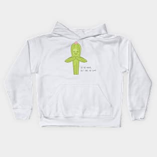 Cartoon cactus in namaste pose Kids Hoodie